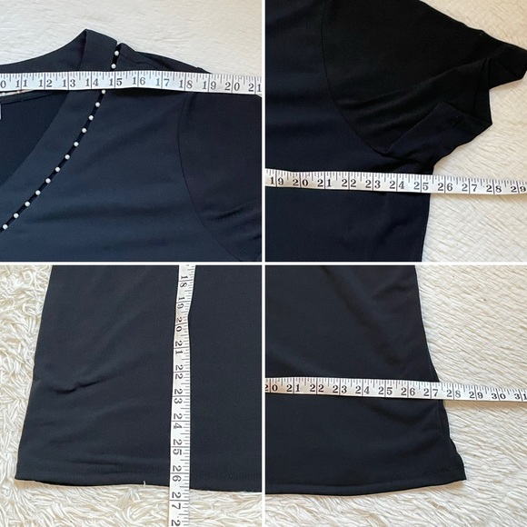 Carmen Marc Valvo black vneck beaded top - Picture 5 of 8